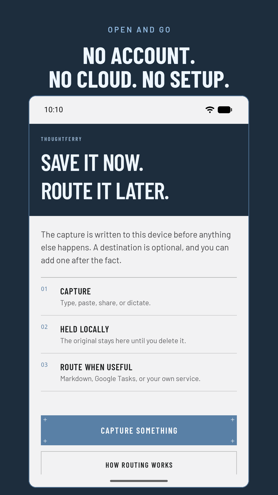 ThoughtFerry: Quick Capture interface screenshot 2 on Android