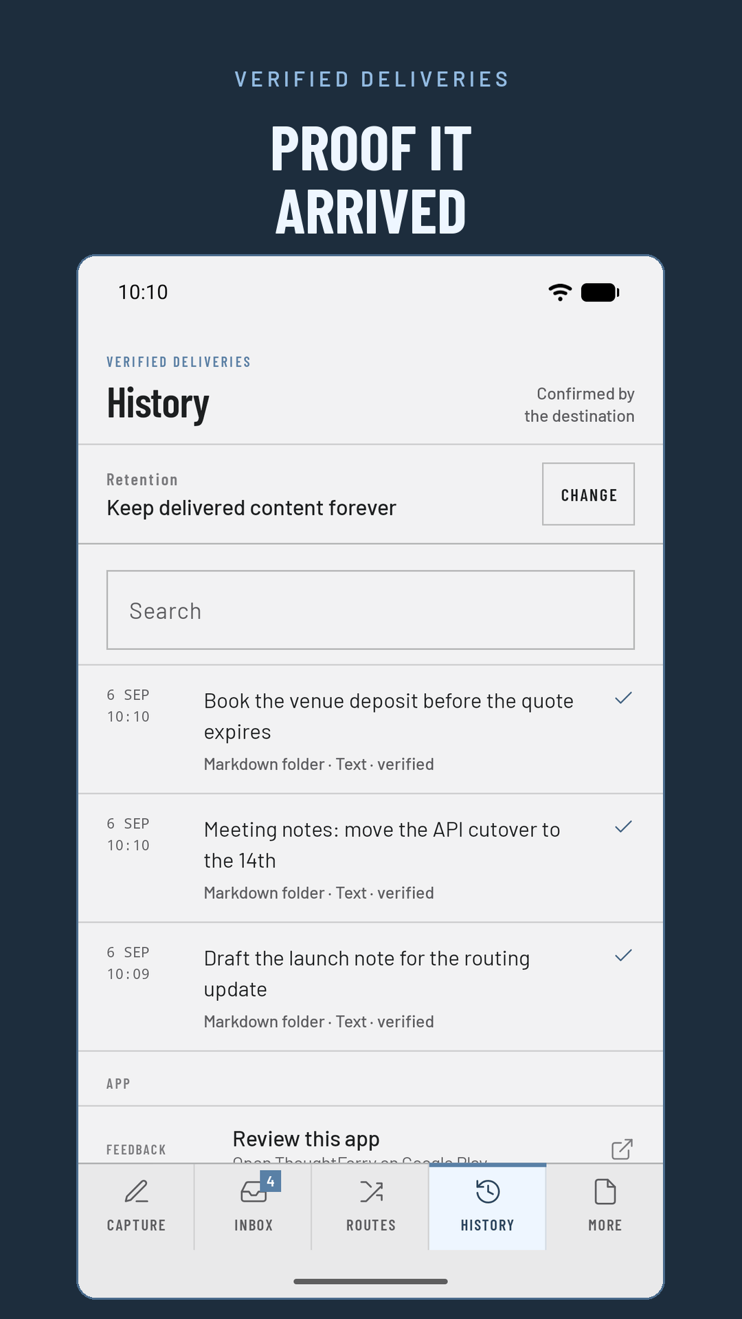ThoughtFerry: Quick Capture interface screenshot 5 on Android
